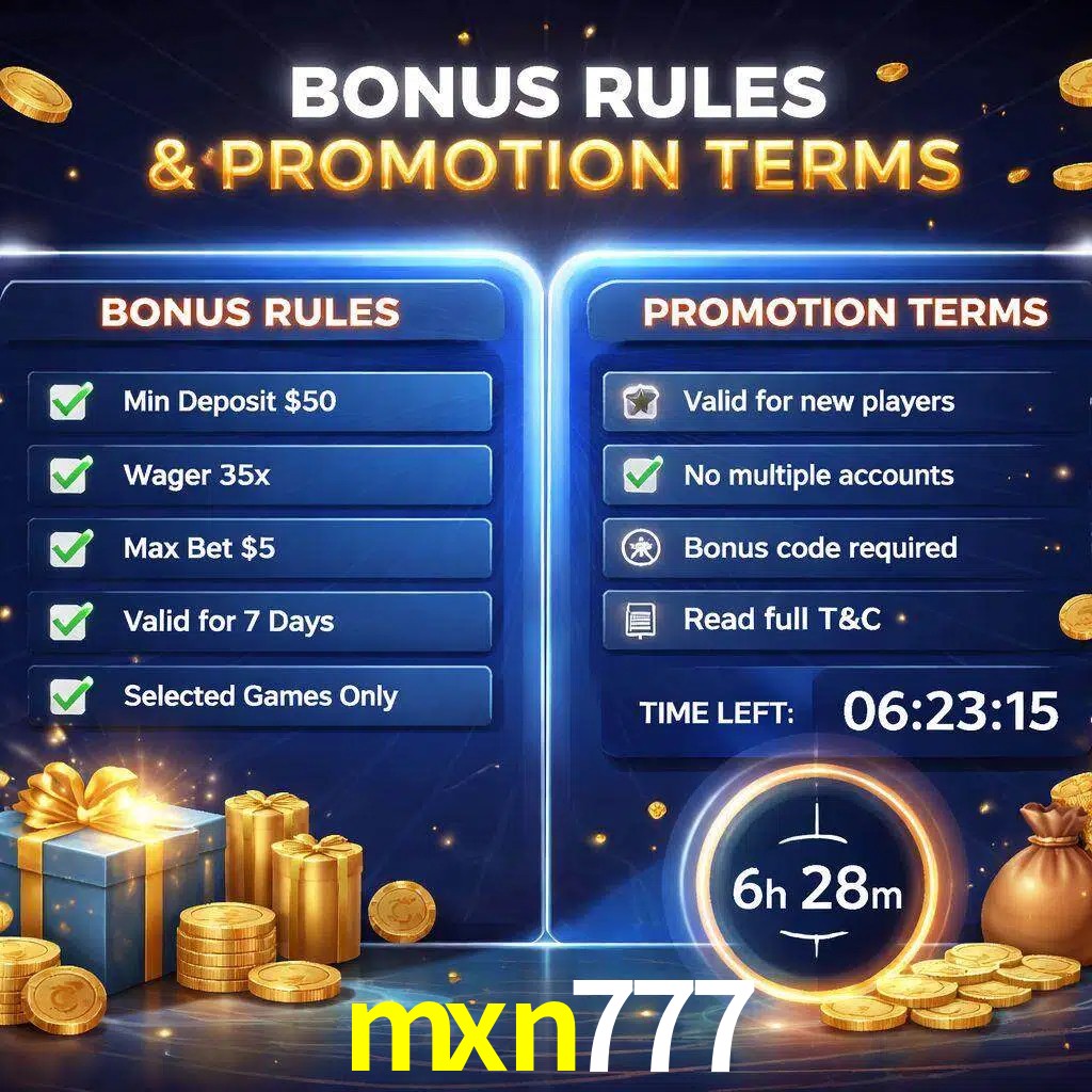 Reglas de promoción mxn777 y condiciones de bonos explicadas visualmente