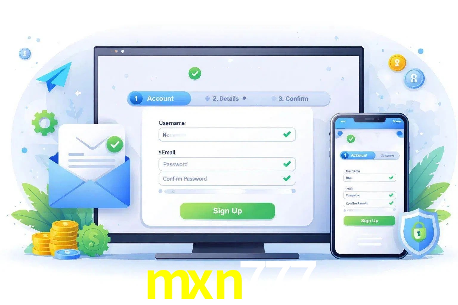 Registro de nuevo usuario y configuración de cuenta mxn777